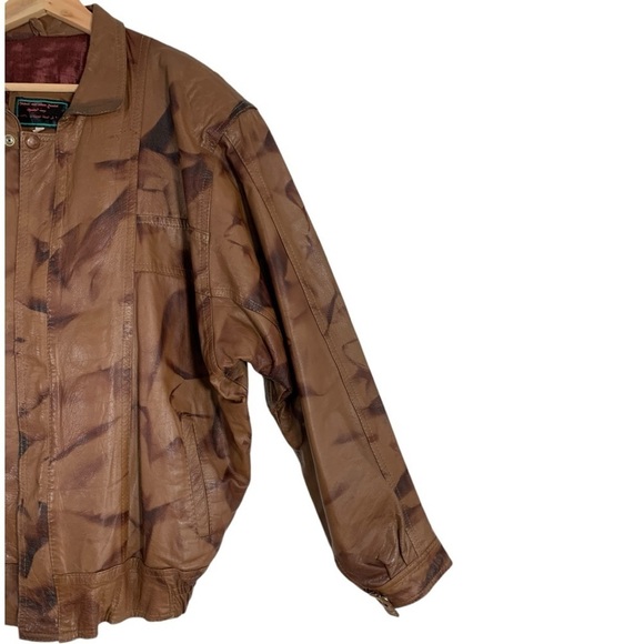 Vintage Saad Taha Leather Factory Leather Bomber Jacket Size XL - Picture 4 of 11